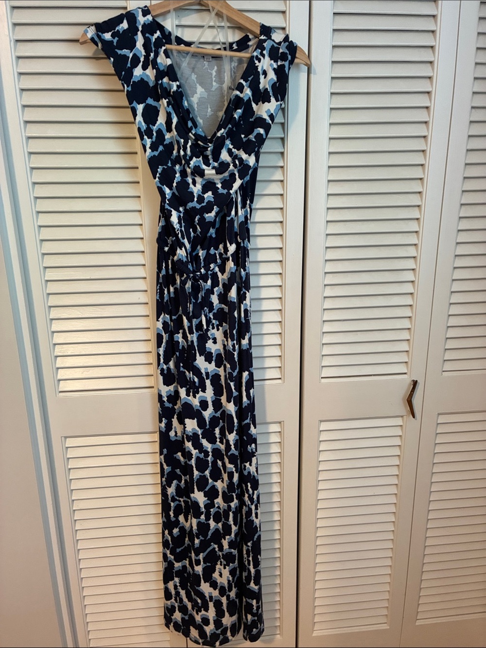 GAP Navy and White Printed Sleeveless Maxi Dress